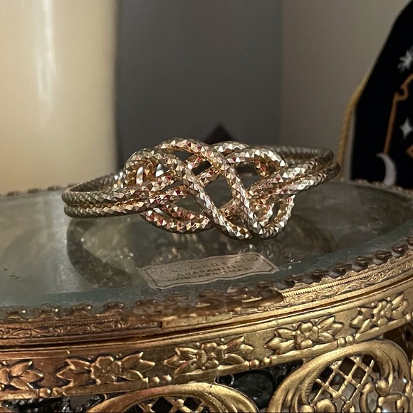 Vintage Gold Toned Faceted Knot Bracelet Cuff - Picture 2 of 9